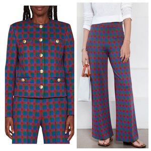 New! Rosetta Getty $2200 plaid crew neck jacket and wide leg pant 17623
